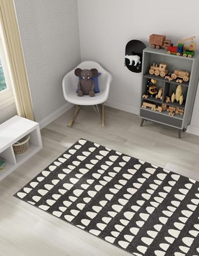 Rugs.com - Whimsy Kids Rug – 2' 2 x 3' 1 Dark Gray Easy-Clean Rug – Modern Abstract Arch Pattern for Entryway, Kitchen, and Bathroom - color: Dark Gray, size: 2'2" x 3'1" (Rectangular)