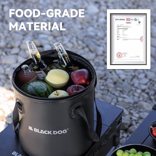 BLACKDOG Collapsible Bucket 5 Gallon with Transparent Viewing Lid, Portable Bucket Foldable Water Container with Handle for Camping Hiking Fishing Beach Car Washing