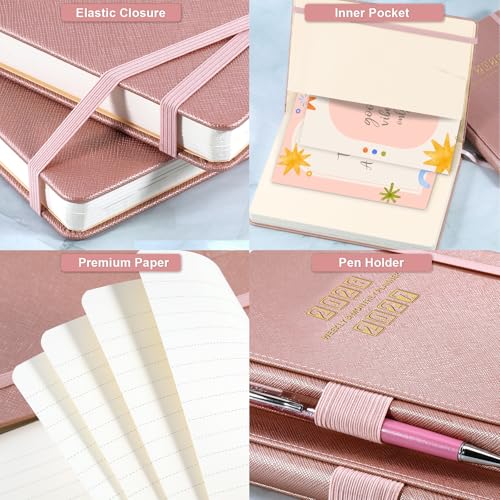 2026-2027 Planner - Academic Planner 2026-2027, 26-27 Planner Weekly and Monthly, 5.75" x 8.25", Jul. 2026 - Jun. 2027, Saffiano Leather with Thick Paper, Hardcover, Pen Holder, Back Pocket with Notes Pages - Rose Gold - color: Pink 2