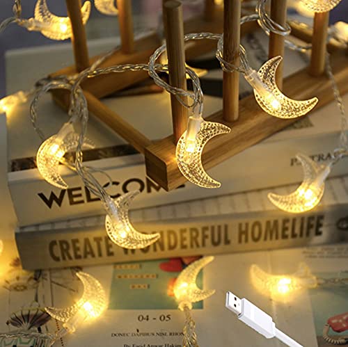 3D LED Lights, String Lights Indoor House Decoration on Holidays & Festivals Bright Stars Moon Cool Safe Decor Party Perfect for Holidays Festive Decorations with USB (20pc Moon) - color: 20pc Moon Masjid Led