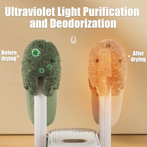 Boot Shoe Dryer - 3-4 Heat Settings, 360° Rapid Drying, Auto Shut-Off & Timer for Sneakers, Work Boots, Gloves - color: White -2 Poles