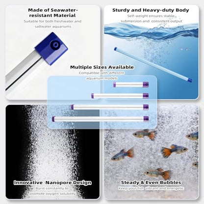 Fish Tank Bubbler Decorations Aquarium Bubble Wall Quiet Oxygen Diffuser Adjustable air Bubble Volume Air Stones Aquariums Kit for Freshwater & Saltwater Bubbler Decorations