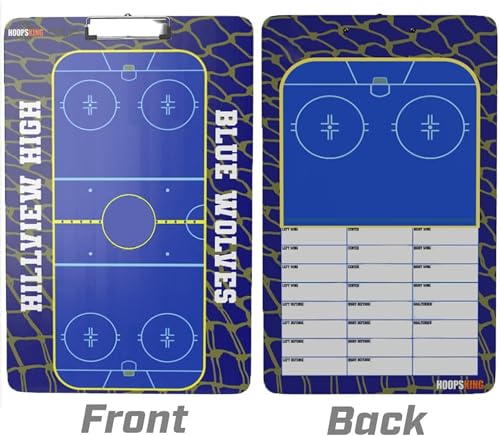 HOOPSKING Customized Ice Hockey Coaching Dry Erase Board | Personalized Hockey Clipboard | Blue Acrylic Letter Size | 15x11 inches | 100 Sheet Capacity - size: 9.5-15
