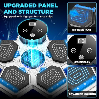 LOLBOX 2026 Music Boxing Machine for Adults and Kids, Smart Bluetooth Boxing Training Equipment with Gloves Wall Mounted, Workout Punching Machine for Home,Office and Gym - color: Off White