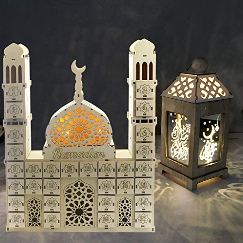 Ankexin Ramadan Countdown Calendar DIY Wooden Eid Mubarak Ornament Drawer Party Decor
