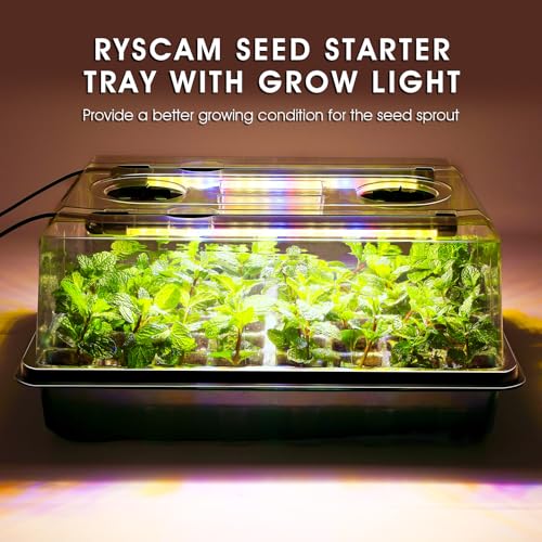 Seed Starter Tray with Grow Light, 96-Cell Seed Starter Kit, Seedling Starter Trays with Humidity Domes, Automatic Timer, Adjustable Light Indoor Gardening Plant Germination Trays - color: Black