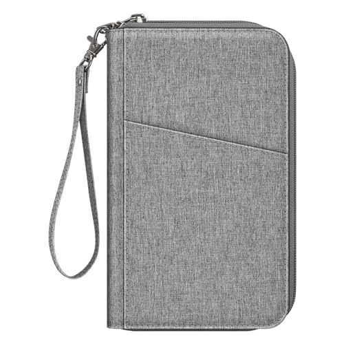 FINTIE Family Passport Holder Wallet Travel Document Organizer Clutch Bag - color: Snowflake Gray