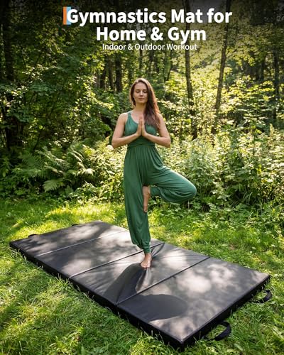 Four-Folding Gymnastics Mat, 6x2or3Ft 2inches Thick Portable Exercise and Tumbling Pad for Home Gym, Pilates, Aerobics and Martial Arts Training - size: 6x3Ft 2inches