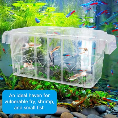 Tfwadmx Fish Breeding Box - 4 Rooms HD Aquarium Breeder with Suction Cups, Baby Hatchery Acrylic Incubator Isolation Box, Artificial Plant for Guppy Hatchery - size: 4 Rooms