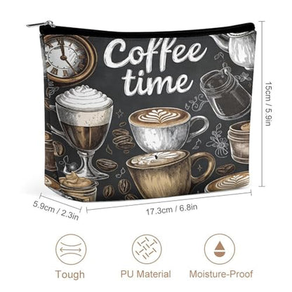 Coffee Time Makeup Bag, Travel Toiletry Organizer, Cosmetic Pouch for Women, Birthday Presents for Mom Girls Women Sisters - color: Coffee Time