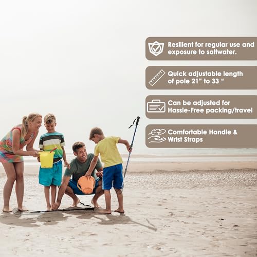 VOS Sand Sifter 2-Pack | Adjustable Handle 21"–33" | Stainless Steel Beach Scoop for Seashells, Shark Teeth & Sea Glass | Lightweight Aluminium, Rust-Resistant – KOVO Blue - color: KOVO Blue