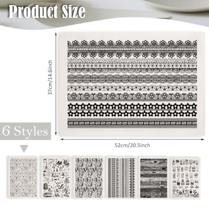 SUPERDANT 6PCS Mixed Underglaze Paper Transfer Potted Plants Fish Transfer Paper for Clay Ceramic Camping Lace Porcelain Under Glaze Transfers for Pottery Underglaze Decal Papers Handcrafted Gifts - style: Mixed Styles (Lace Trim)