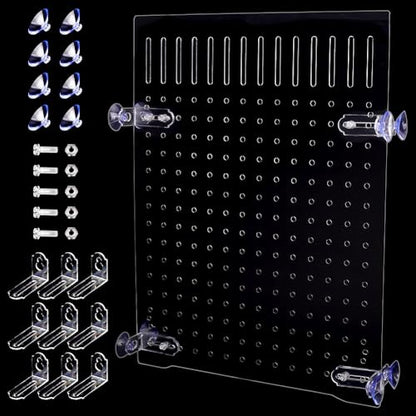Aquarium Fish Tank Divider Acrylic Isolation Grid Board with Suction Cups Transparent Plate Baffle Cover Clear Fish Separator Inline Splitter Pump Tubing Connector Board 15.7x11.8x0.08 Inch