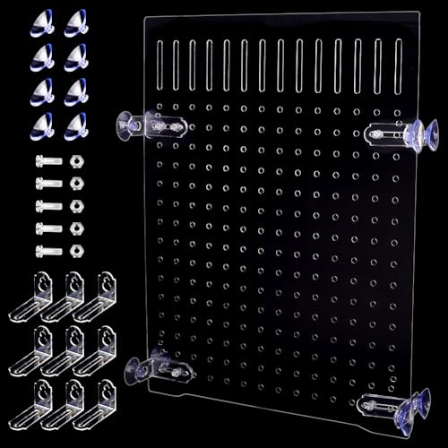 Aquarium Fish Tank Divider Acrylic Isolation Grid Board with Suction Cups Transparent Plate Baffle Cover Clear Fish Separator Inline Splitter Pump Tubing Connector Board 15.7x11.8x0.08 Inch