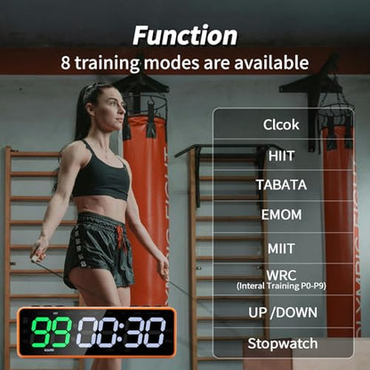 Portable Gym Timer with Strong Magnet for Home Gym, Interval Timer with Battery Supply, Workout Clock with Stopwatch, Count up/Down,Custom Interval for Fitness/Home/Boxing