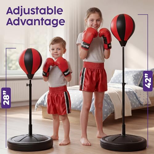 Hurtle Punching Bag with Stand for Adults and Teens, Adjustable Boxing Bag with Premium Gloves, Freestanding Reflex Bag Training Equipment for Home Workout Fitness and Stress Relief - size: 3 FT