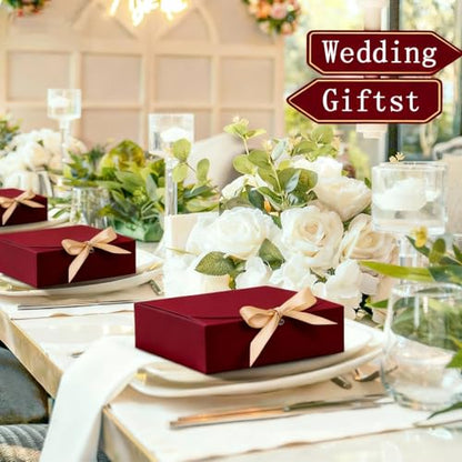 WLUSEAXI 10pack Gift Boxes with Lids, 6.5''x6.5''x2'' Red Gift Boxes For Presents, Paper Boxes with Ribbon for Birthday Wedding Party Chocolate Candy - color: Red