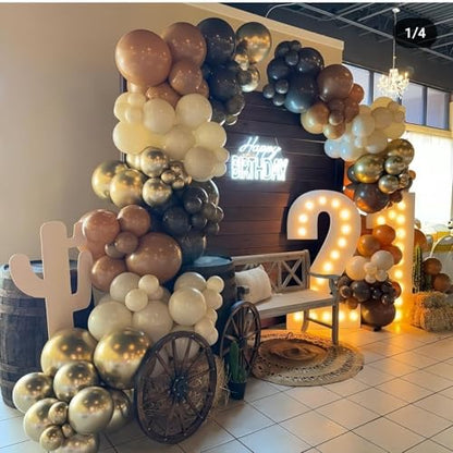 Brown Black Gold Balloons 12 Inch Neutral Balloons for Cowboy Western Party - color: Brown Black Gold
