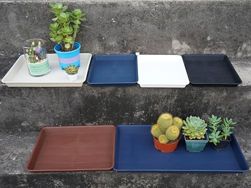 VUWEZ Rectangle Plant Tray, Plant Drip Tray, Plant Pot Saucers, Plant Germination Trays, Plant Saucers, 14.5'' x 11'' x 1.5'' (2 pack), Chocolate - color: Chocolate, size: 14.5'' x 11'' x 1.5'' (2 pack)