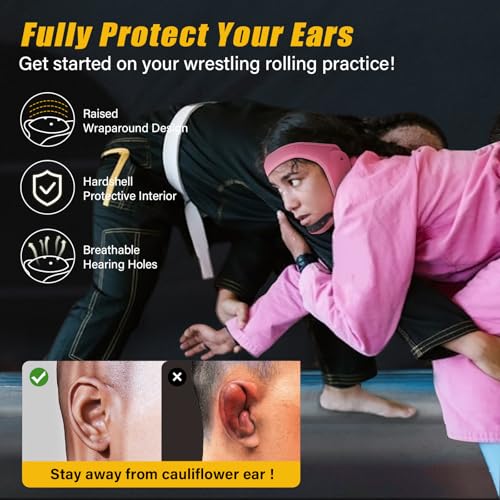 Trymaker Wrestling Headgear, Head Gear with Chin Cup, Sorf Ear Guard for Men, MMA, Jiu-Jitsu (for Users Aged 12+) - size: M (18 1/2" - 21 1/4"), style: Pink