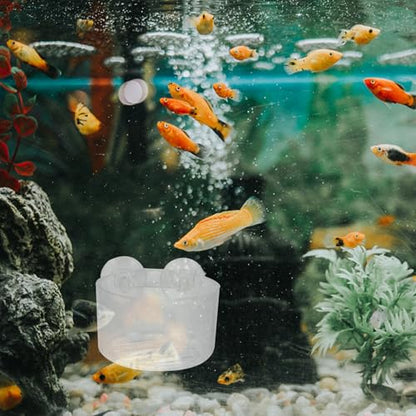Yardwe 4Pcs Acrylic Fish Tank Feeding Cups with Suction Cup, Aquarium Feeder Bowls for Live Worm and Shrimp Feeding, Round and Oval Shapes for Fish Aquatic Pets