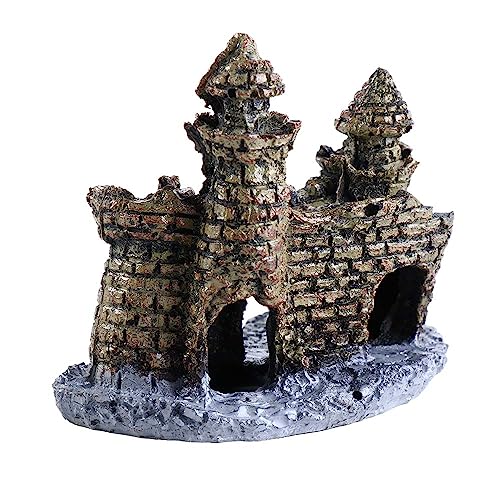 Vctitil Fish Tank Resin Ancient Castle Design Artificial Coral Castle Simulation for Fish Tank Decor Resin Aquarium Ornament Accessories