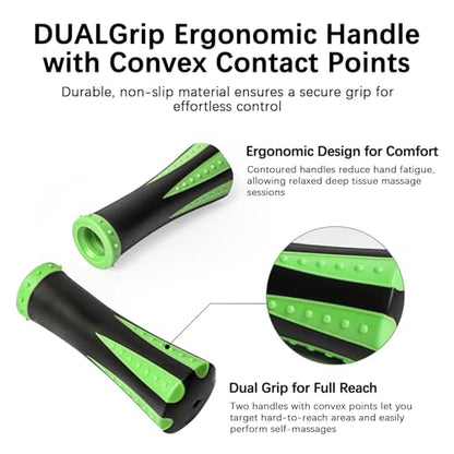 Muscle Roller Massage Roller Stick- Deep Tissue Fascia Blaster for Myofascial Pain Relief, Lymphatic Drainage & Body Sculpting, Handheld Physical Therapy & Recovery Tool (Green Black) - color: Green Black