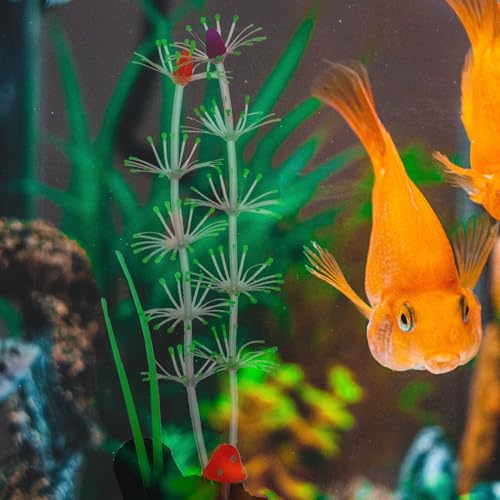 SUPVOX Luminous Green Aquarium Fake Plant Fish Tank Decor Vivid Silicone Underwater Grass for Freshwater and Saltwater Aquariums