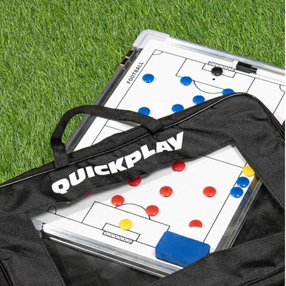 QuickPlay Soccer Coaching Magnetic Whiteboard Double Sided 12x16 in - Magnetic Soccer Tactics Board with Full and Half Field Layout, Dry Erase Coach Board with Magnets
