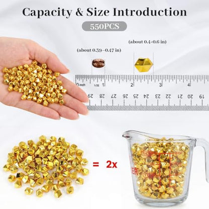 DomeStar 550 PCS Small Gold Fake Ice Rocks, Acrylic Crystal Vase Fillers | Faux Nuggets Gems, Pot of Gold, Pirate Jewelry Party Decorations, Birthday DIY Crafts & Table Scatter - color: Gold
