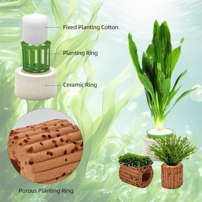 16 Pack Aquarium Plant Weights, Aquatic Plants Fixed Ring Set, Anti-Floating Ceramic Aquarium Plant Rings, Aquarium Landscape Decoration Fish Tank Accessories 1.8 x 1.3 Inch - size: 16PCS