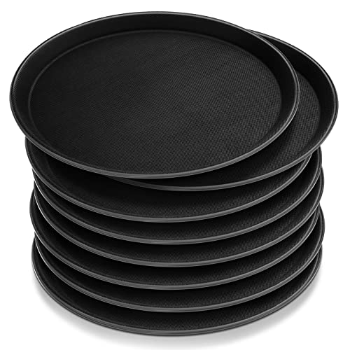 Zopeal 8 Pcs Bar Service Tray Round Plastic Non Slip,11" - size: 11"