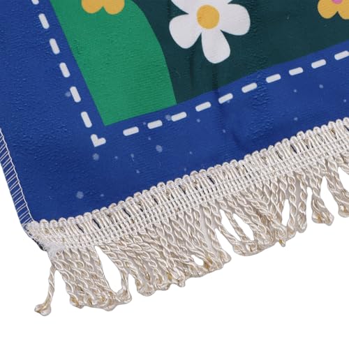 Pssopp Pray Rug for Kids, Thick and Soft Convenient to Carry Not Easy Fade Children Meditation Mat with Tassel Pray Beads Pendant Cylinder for Worship (Blue) - color: Blue