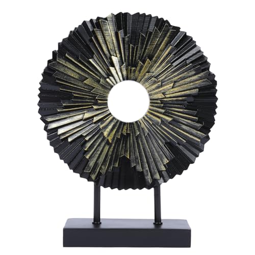 HODESumPure Gold Luxury Round Decorative Sculpture Statue Above Cabinet Home Decorations for Living Room Kitchen Fireplace Mantel Office Bookshelf Table Top Home Decor Accents (Black Gold) - color: Black Gold