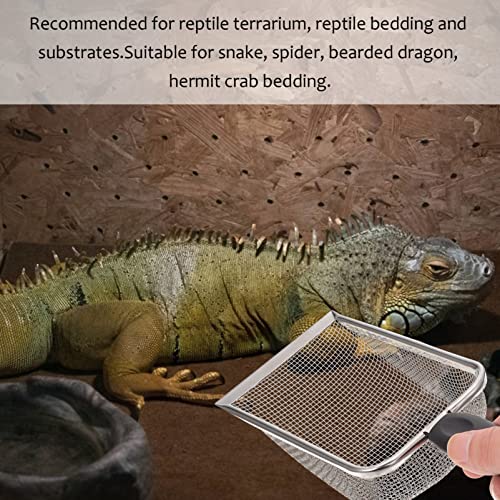 VILLCASE Poop Scoop Reptile Sand Substrate Metal Sand Shovel Stainless Steel Fine Mesh Terrarium Substrate Litter Corner Cleaner Reptile Habitat Sifting Scoopers Litter Scoop