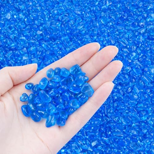 KIJOU Sea Glass Stones Blue 14oz – Premium Polished Glass Pebbles for Vase Fillers, Crafts & Aquarium Decor - color: Brown, size: 14oz