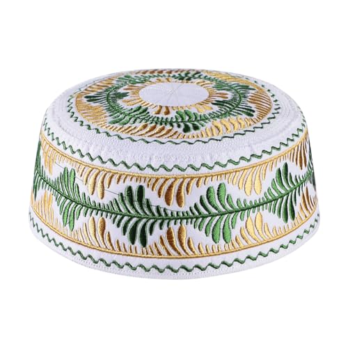 Kids Boys Muslim Prayer Kufi Hat Islamic Prayer Cap Embroidered Prayer Headwear Cap Praying Skull Cap Topi Ramadan Eid Hat - color: Yellow-small