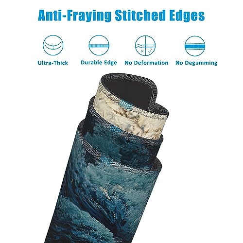 Japanese Ocean Waves Large Gaming Mouse Pad,Waterproof Desk Mat for Desktop,Non-Slip Rubber Base Mousepad with Stitched Edges for Laptop Office and Home 35.4X15.7 Inch - color: Japanese Ocean Waves