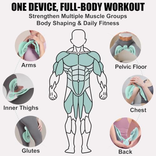 Pelvic Floor Exercise Device with 35 lb Resistance, Kegel and Inner Thigh Muscle Trainer, Home Workout Equipment for Postpartum Recovery, Women & Men, with Band - color: Light Green