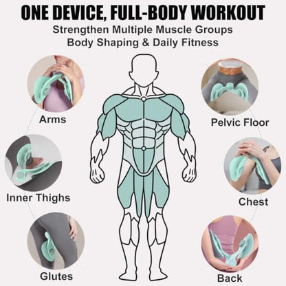 Pelvic Floor Exercise Device with 35 lb Resistance, Kegel and Inner Thigh Muscle Trainer, Home Workout Equipment for Postpartum Recovery, Women & Men, with Band - color: Light Green