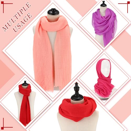 Geyoga 6 Pcs Women Scarf Shawl Hijab Scarves Cotton Crinkle Hijab for Women Blend Shawl Crinkle Wrap Head for Seasons - color: Vibrant Colors