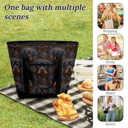 SWEET TANG Insulated Cooler Bag Rottweiler Grocery Bag for Travel Beach or Picnic - color: Pattern 93