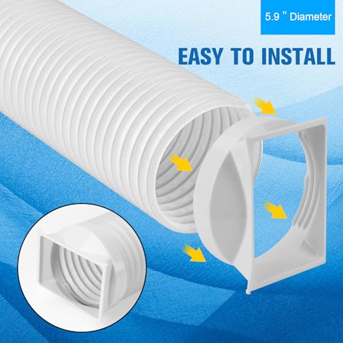 Portable Air Conditioner Hose Kit 5.9" Dia 59" Length Universal AC Hose with Adapter Flexible Exhaust Hose and AC Unit Tube Connector for Portable Air Conditioner Vent AA04 - size: Dia 5.9" Exhaust Hose L 59"&Coupler AA04