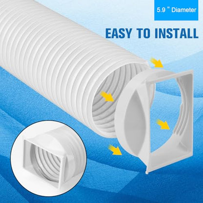 Portable Air Conditioner Hose Kit 5.9" Dia 59" Length Universal AC Hose with Adapter Flexible Exhaust Hose and AC Unit Tube Connector for Portable Air Conditioner Vent AA04 - size: Dia 5.9" Exhaust Hose L 59"&Coupler AA04
