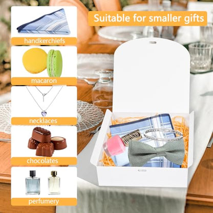 10pack Gift Boxes with Lids, 6.5''x6.5''x2'' White Gift Boxes For Presents, Paper Boxes Gift Boxes with Ribbon for Birthday Wedding Party Chocolate Candy - color: White