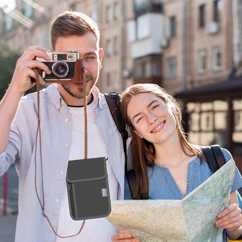 Travel Neck Wallet with RFID Blocking – Passport Holder Organizer Neck Pouch – Portable Easy to Conceal Travel Pouch (Gray) - color: Gray