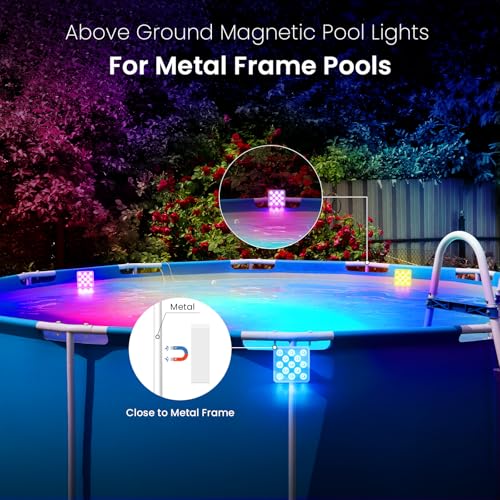 LOFTEK Rechargeable Pool Light with Magnetic, Submersible LED Lights with Remote, 13 LEDS Underwater Light,16 Color Changing & Waterproof for Inground, Above Ground Pool, Shower, Hottub, Pond (8 Pack) - size: 8 Pack