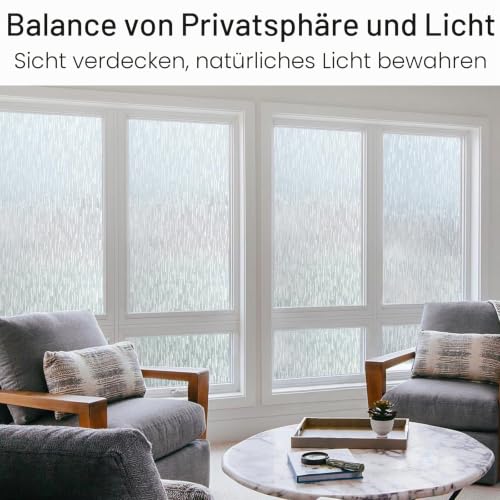 Haton Window Privacy Film, Frosted Stripe Non-Adhesive, 17.5" x 78.7" | Static Cling Removable Frosted Glass Film, Blocks UV & Heat, Anti-glare Privacy Covering for Bathroom & Home Windows - color: Frosted Stripe, size: 17.5" x 78.7"