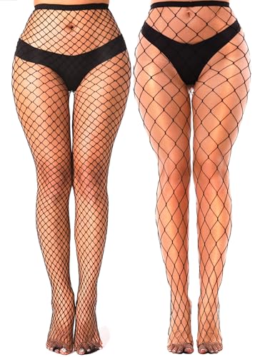 VOAKOW Fishnet Stockings Womens High Waist Fishnet Tights Mesh Stockings For Women - color: Black Lm Mesh