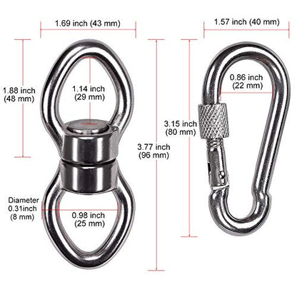 SELEWARE Silent Bearing Swing Swivel with 2 Carabiners, 360° Rotational Device Hanging Accessory for Tree Swing, Hammock Chair, Yoga,1200LB Capacity | Quiet Smooth Rotation, Supports Up to 1200LB, Quick Connect Buckles, 1 Pack for Swings, Hammocks, Tire S